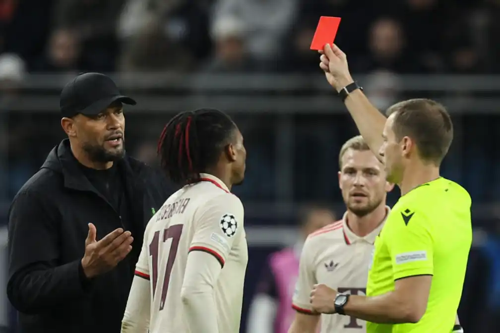 Bayern blijft steken op 3-3 bij Viking, Kompany noemt rode kaart Olise "ongelofelijk dom"