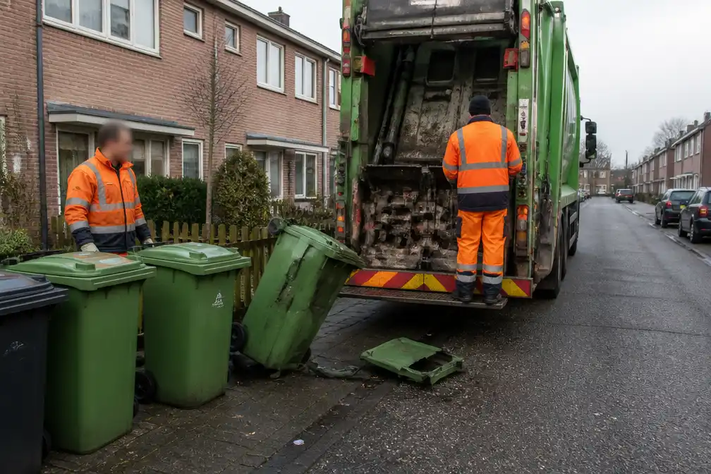 Groene kliko Hengeloër 'opgegeten' door vuilniswagen