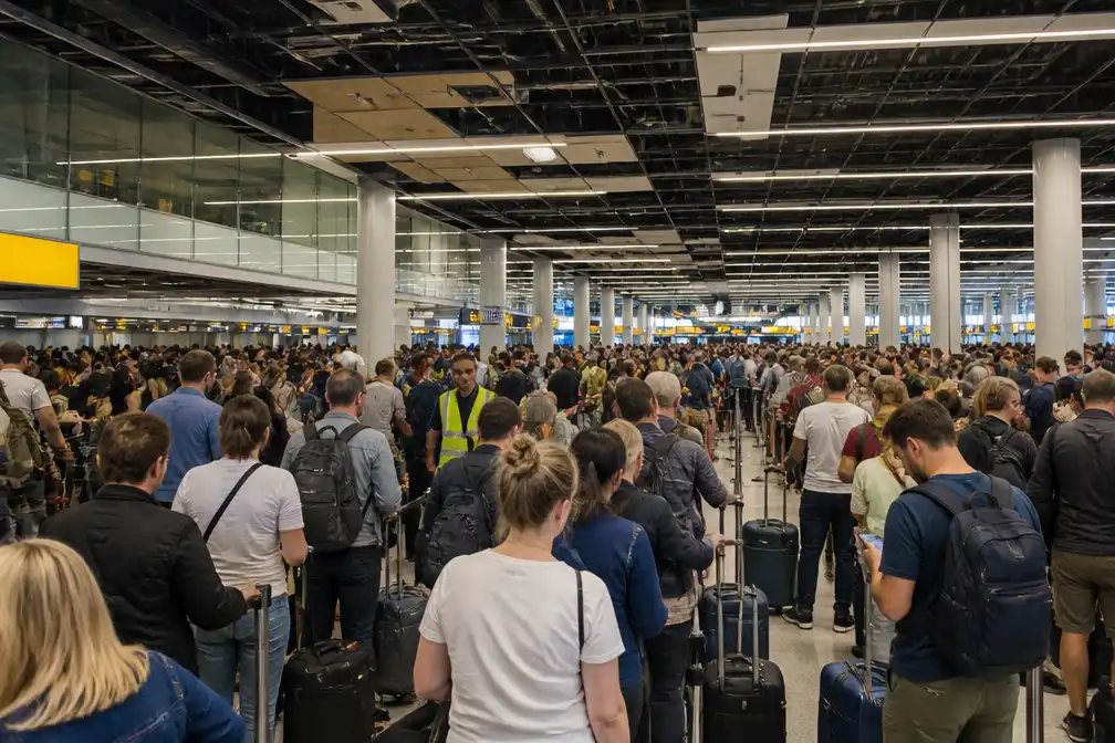 Plafondinstorting op Schiphol zorgt voor urenlange rijen en honderden gemiste vluchten