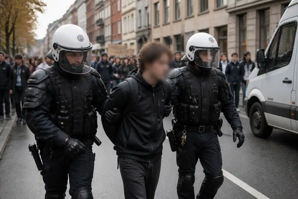 Politie Luik houdt 45 mensen aan bij scholierenprotest tegen onderwijsbezuinigingen