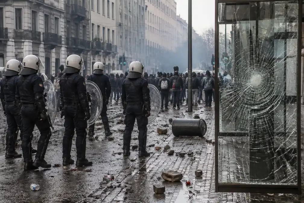 Brussels politie pakt 150 mensen op na rellen bij betoging zonder vergunning