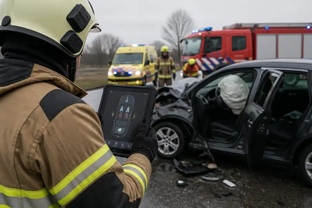 Auto’s sturen vanaf 2027 bij een ongeval data naar hulpdiensten