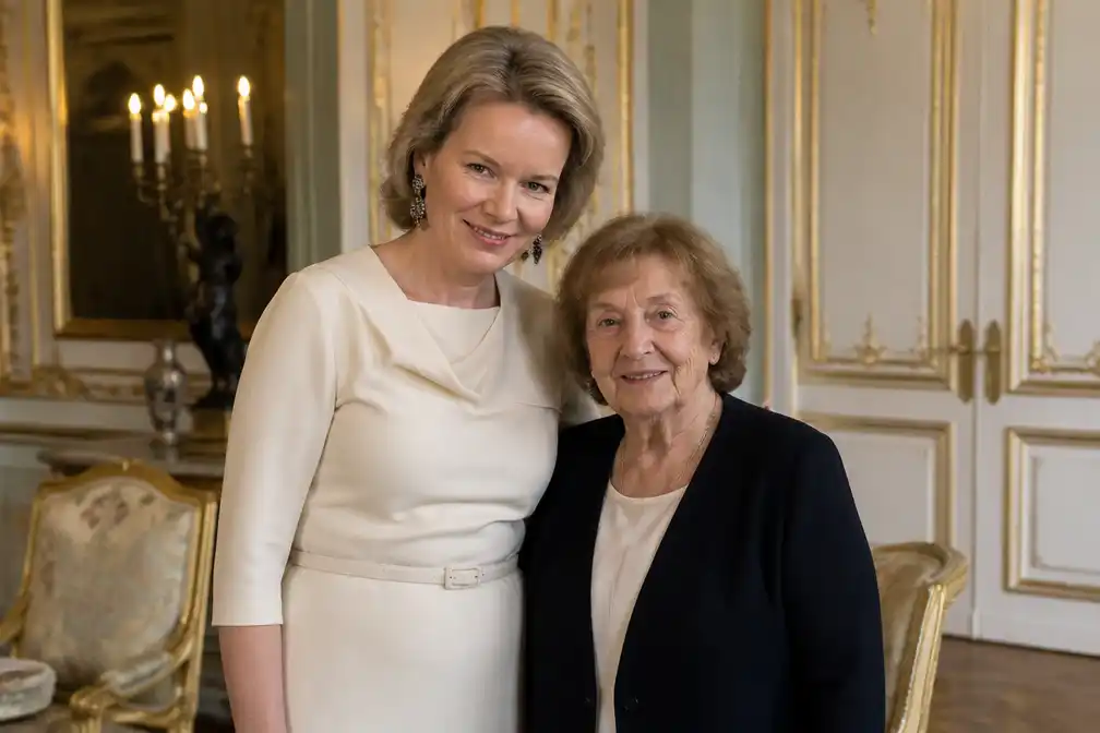 Koningin Mathilde ontmoet Holocaust-overlevende Tatiana Bucci in Koninklijk Paleis
