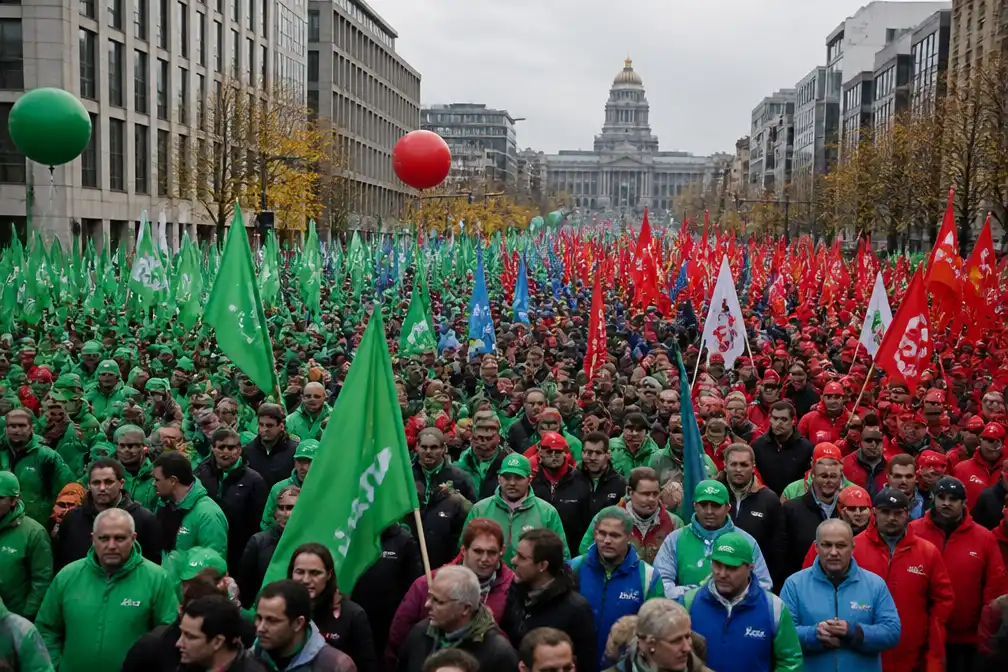 Grote vakbonden kondigen nieuwe nationale betoging aan op 23 november in Brussel