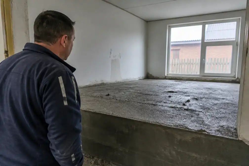 Kamer in huis in Eede volgestort met een meter beton