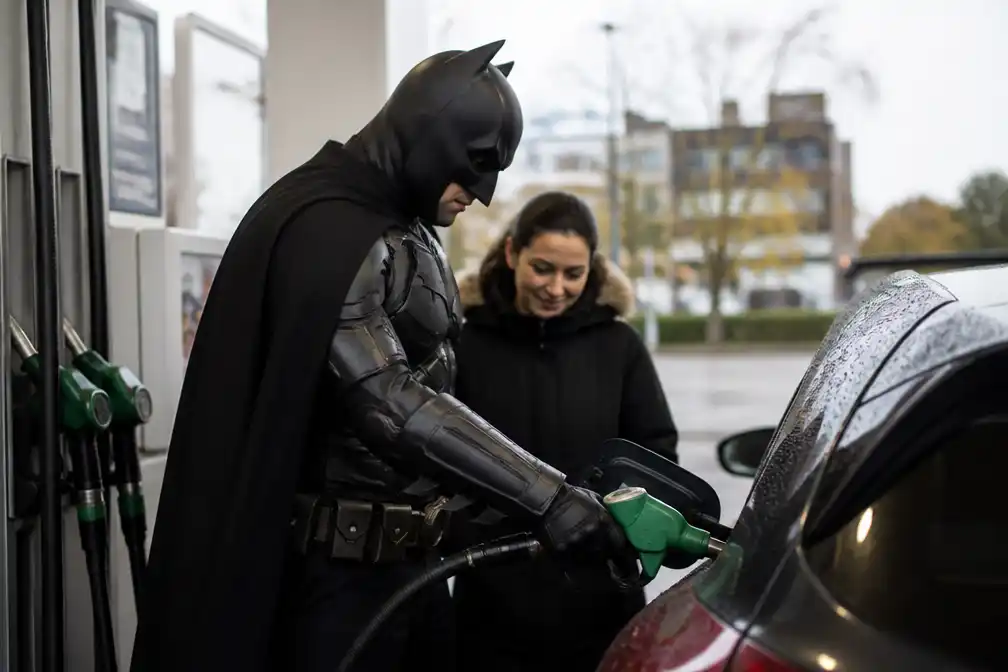 Mysterieuze Batman in Londen deelt gratis benzine uit en betaalt parkeerboetes bij ziekenhuizen