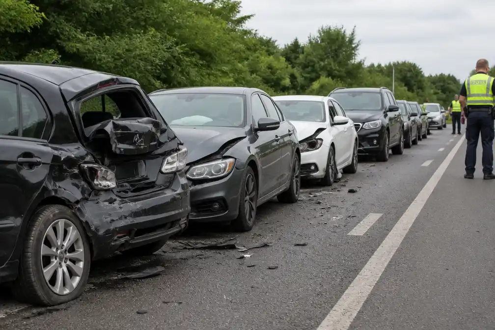 Zeven auto's in bruiloftkonvooi botsen in Bochum, drie gewonden, 250.000 euro schade