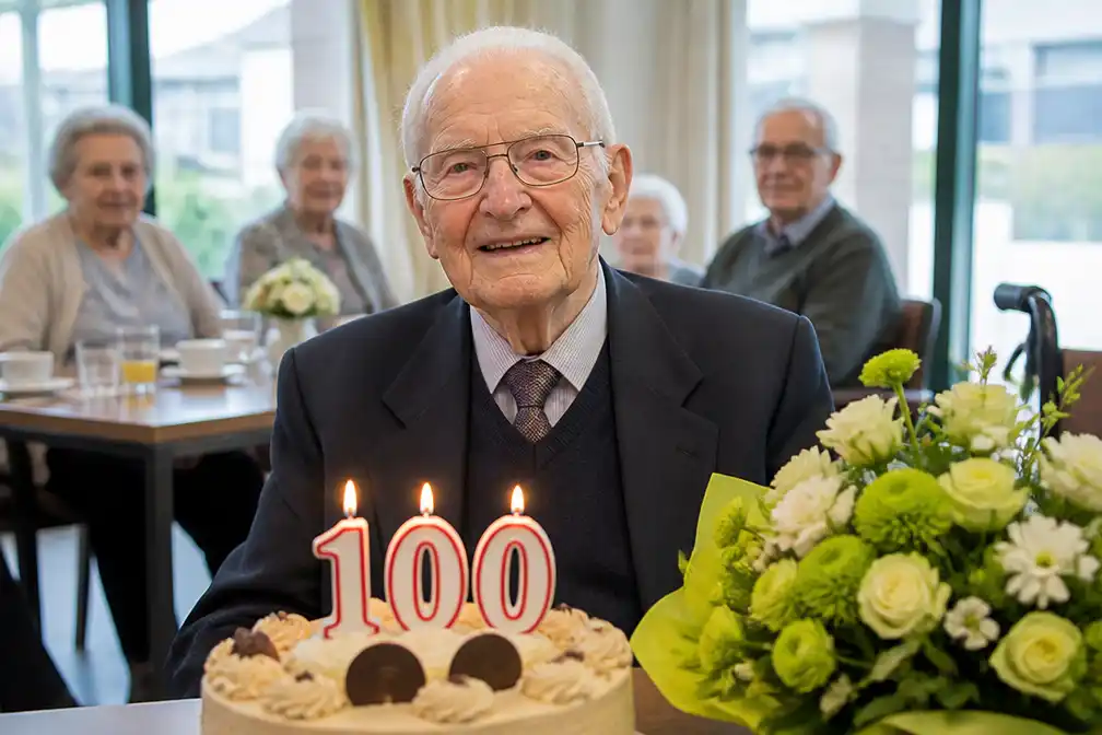 Oud-bakker André Verhaeghe viert 100ste verjaardag in wzc De Plataan in Izegem