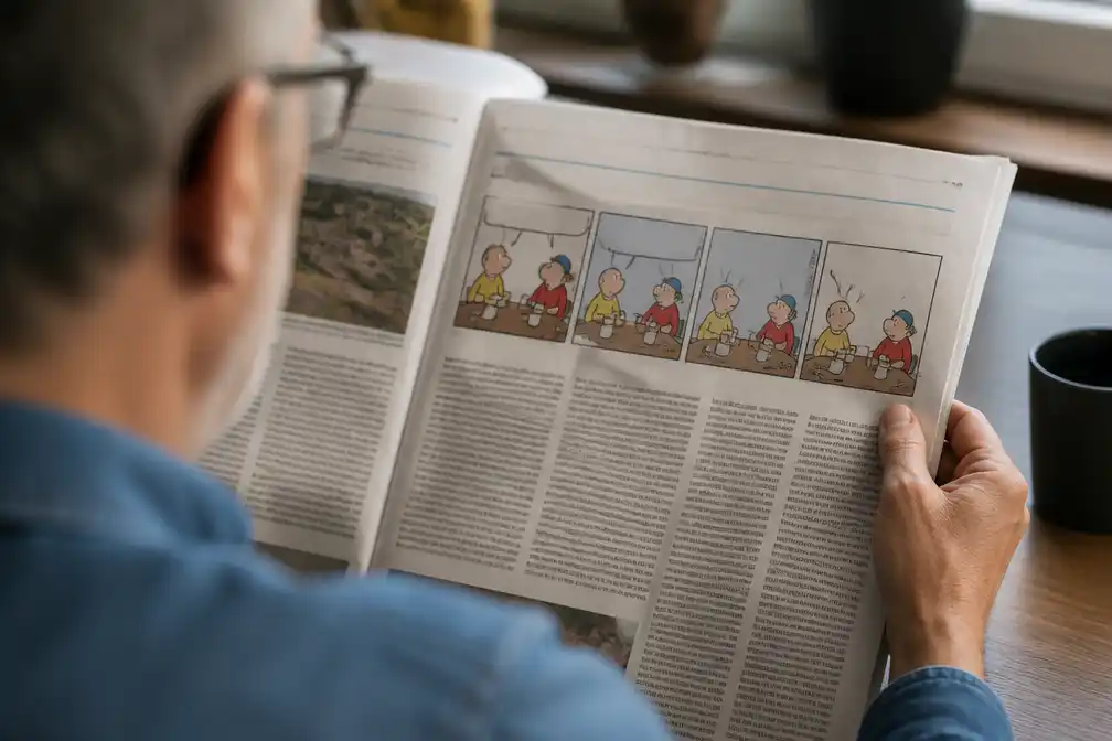 Cartoon Toos & Henk van Paul Kusters in De Limburger en Haarlems Dagblad
