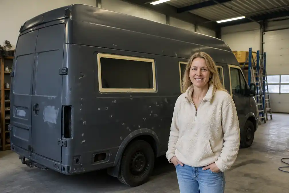 Nijmeegse Meike van Sommeren vindt onderdak voor camperbus bij Camper71 in Elst