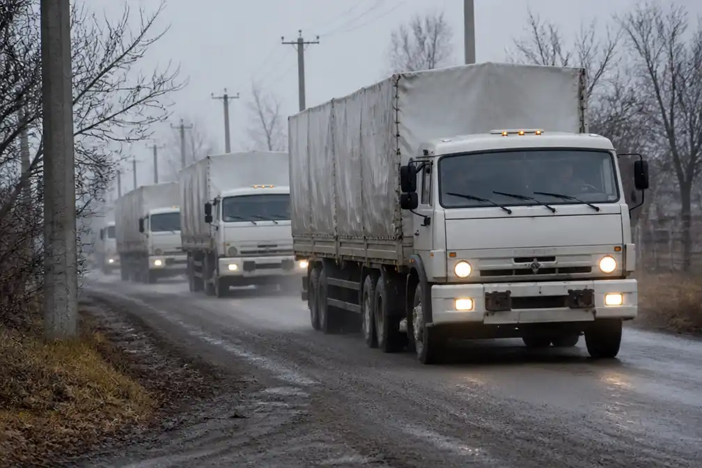 Hulpkonvooi onderweg naar bezet Olesjky in Oekraïne, meldt Russische krant
