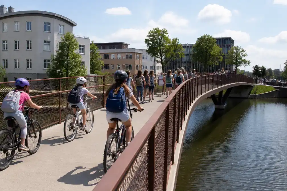 Nieuwe Borchtbrug in Mechelen officieel geopend door schoolkinderen