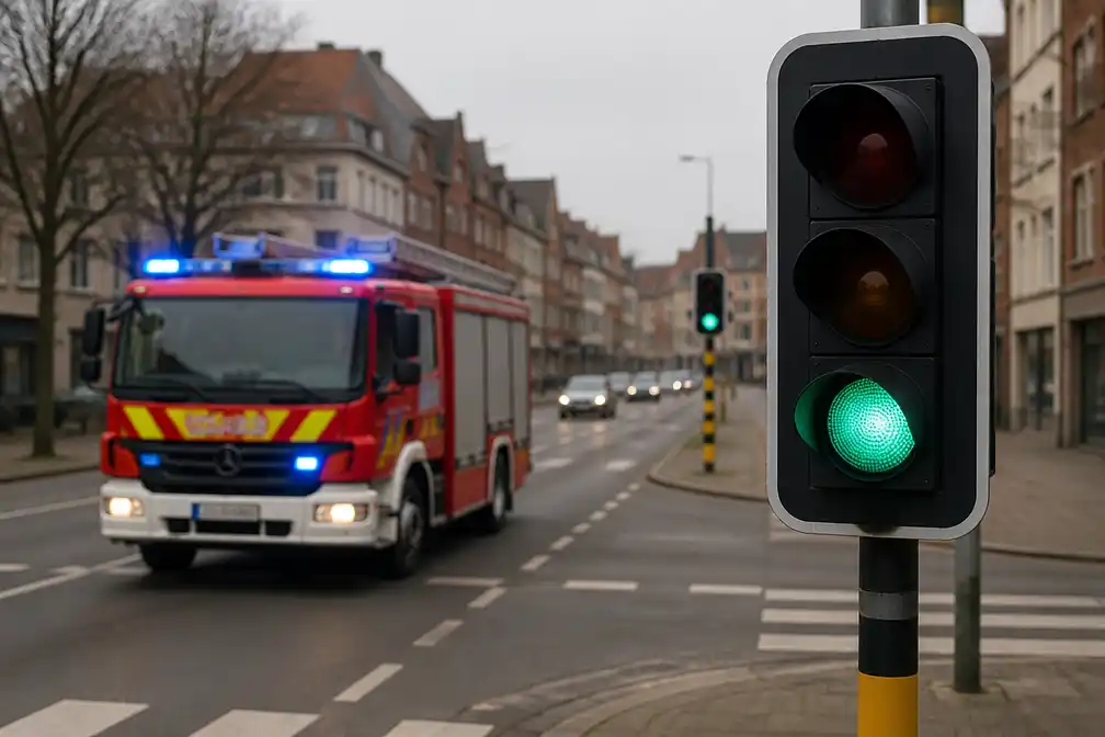 Brandweer Brugge test systeem voor groen licht op kruispunten