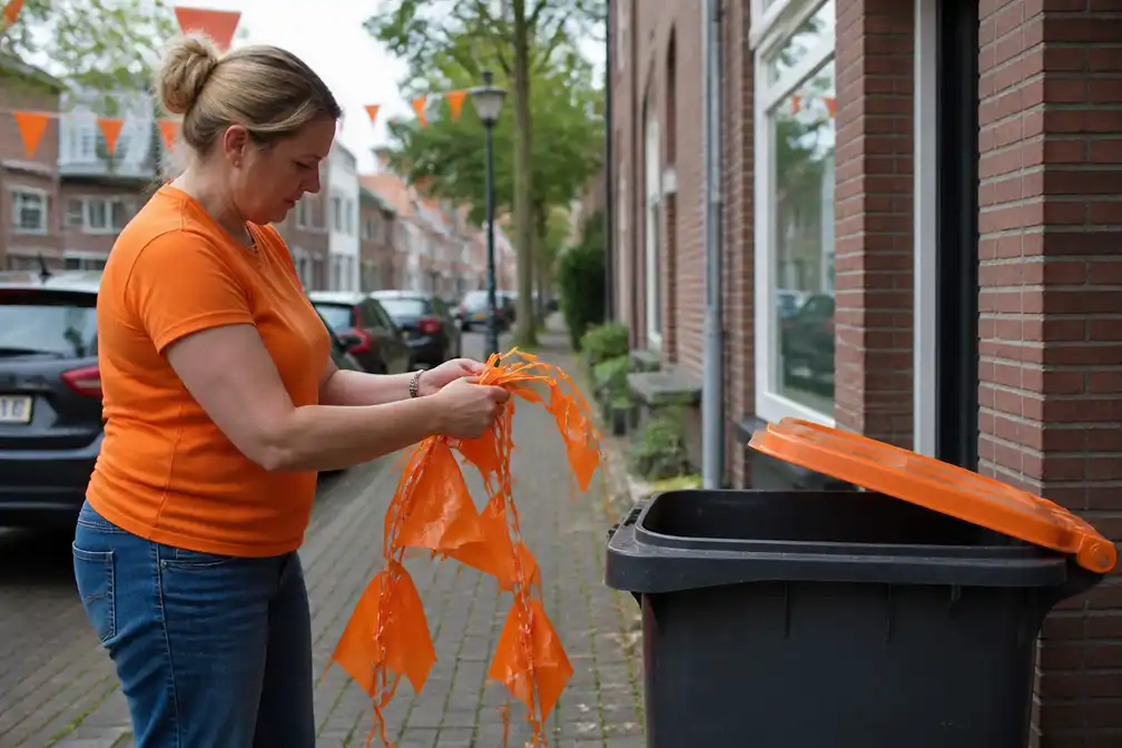 Oranje-fans opgeroepen: plastic WK-slingers niet bij plastic afval, bewaren voor volgend feest