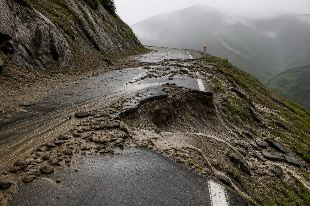 Onweer beschadigt asfalt op Col de Sarenne, Tour de France-route naar Alpe d'Huez bedreigd