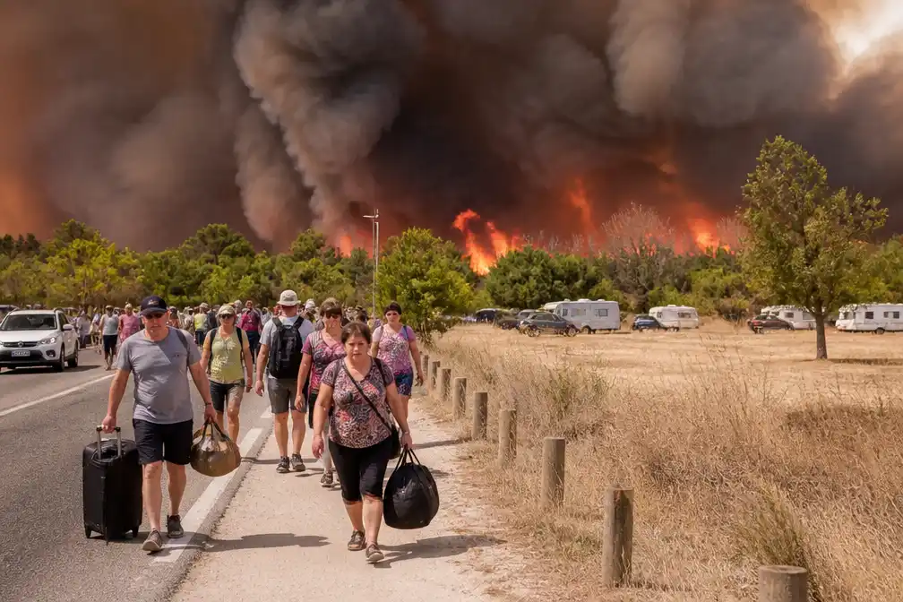 Noodgedwongen evacuatie van groot campingcomplex bij Perpignan door bosbrand, Vlaams gezin gevlucht