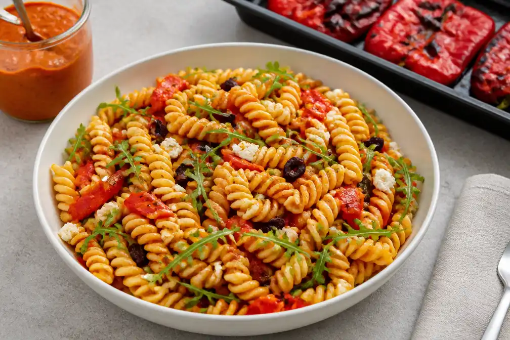 Pastasalade met geroosterde paprikasaus in Nederlandse kranten