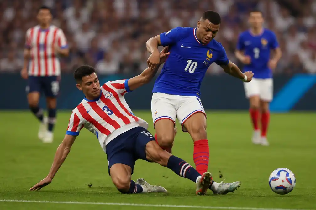 Paraguay speelt hard tegen Frankrijk, krijgt geen enkele kaart en laagste balbezit ooit