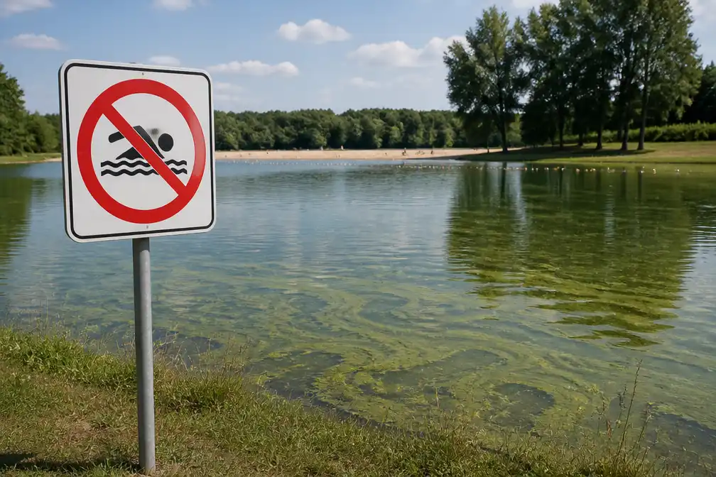 Maaseik voert recreatieverbod in op plas Heerenlaak wegens blauwalg