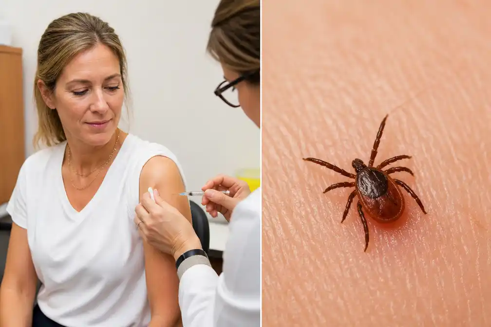Dina Tersago laat zich vaccineren tegen tekenencefalitis voor reis naar Oostenrijk