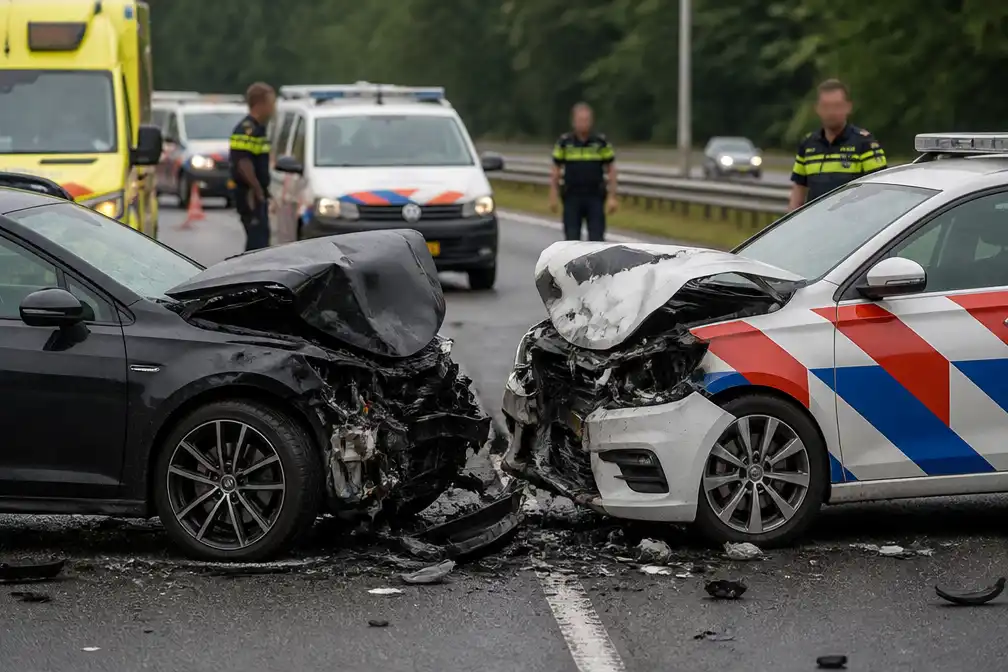 Man op de vlucht in gestolen auto met zwangere vriendin botst op politiewagen