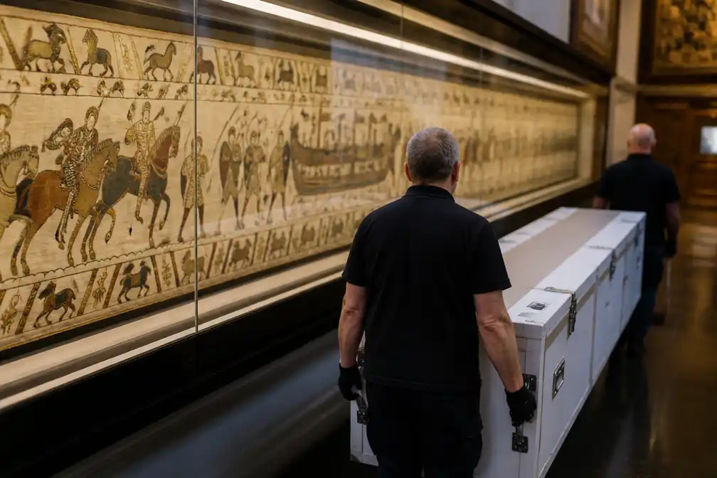 Tapijt van Bayeux verlaat voor het eerst Frankrijk voor verhuizing naar Londen