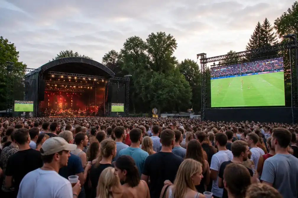 Cactusfestival in Brugge toont match België-Spanje op drie schermen, band Glintsal treedt op tijdens wedstrijd