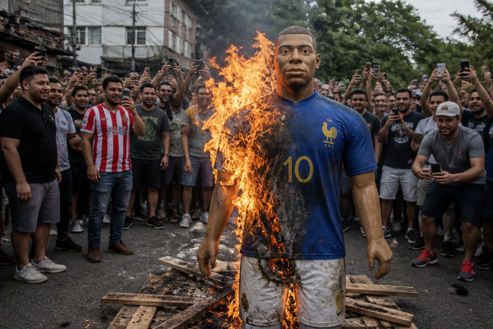 Paraguayanen verbranden pop van Mbappé na WK-ruit; Frankrijk veroordeelt racisme