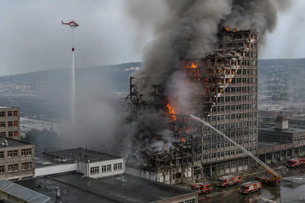 Grote brand verwoest historisch Bata-fabrieksmagazijn in Tsjechisch Zlín