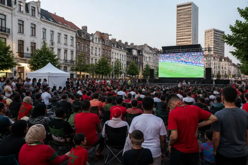 Marokkaanse fans in Brussel zien WK-nederlaag tegen Frankrijk op groot scherm