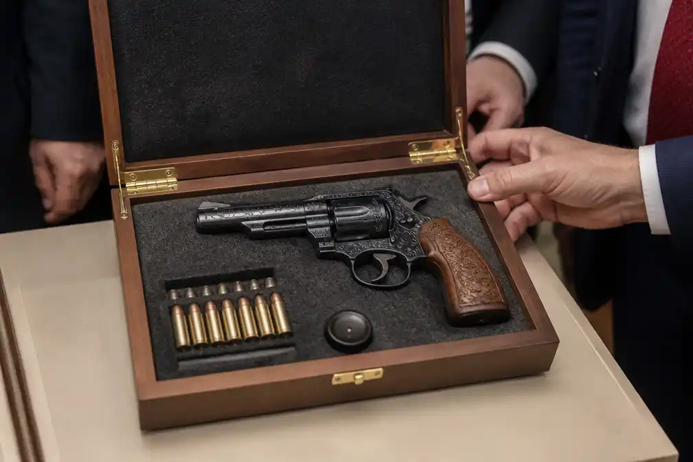 Erdogan geeft wereldleiders revolvers met kogels tijdens NAVO-top