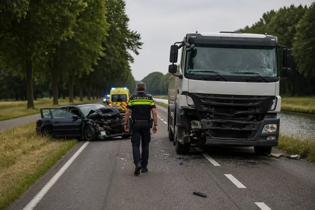Agent omgekomen, tweede zwaargewond bij aanrijding met vrachtwagen in Lieren