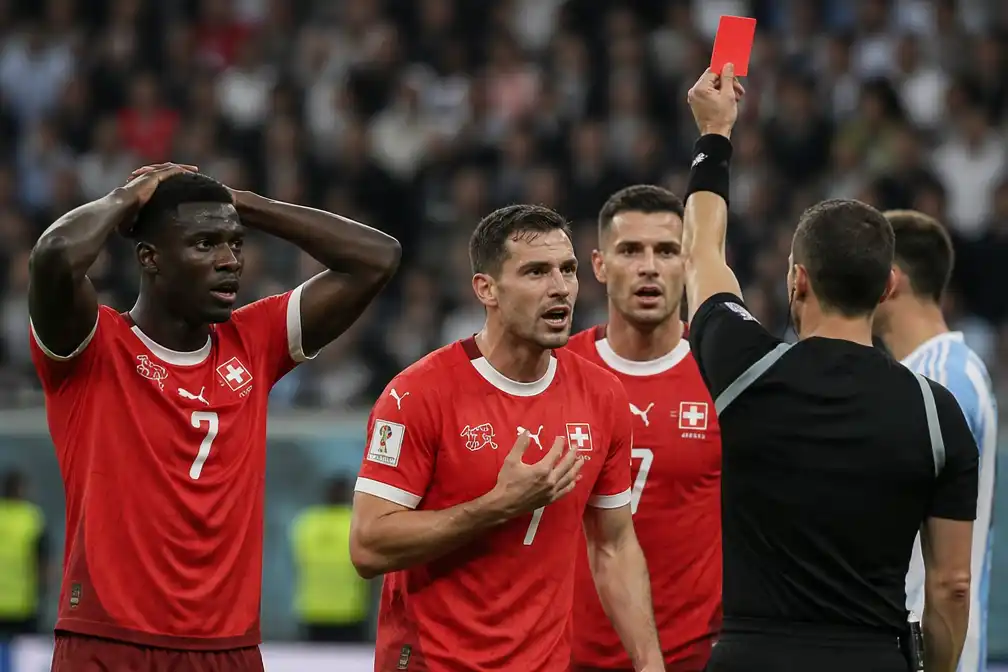 Zwitsers woest na rode kaart Embolo in WK-kwartfinale tegen Argentinië