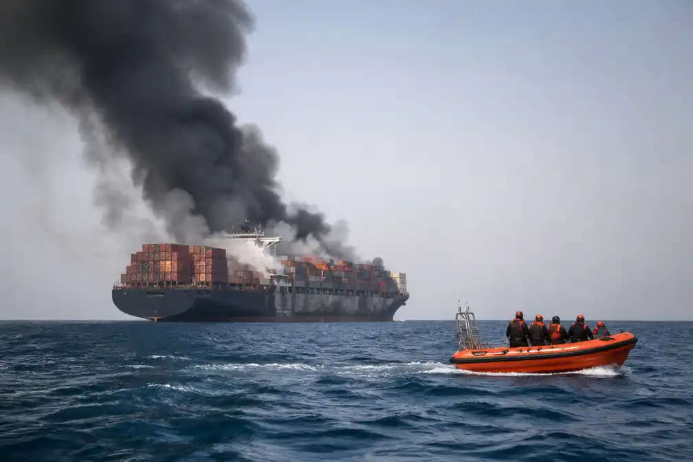 Bemanning gered na brand op containerschip in Straat van Hormuz