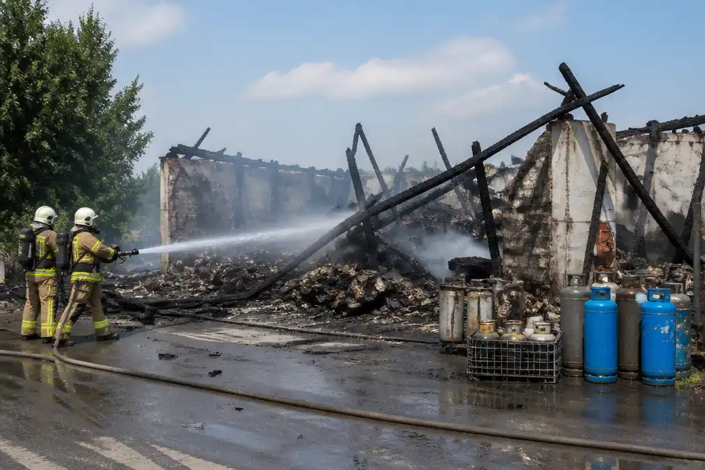 Brand verwoest opslagplaats in Erembodegem, gasflessen verwijderd