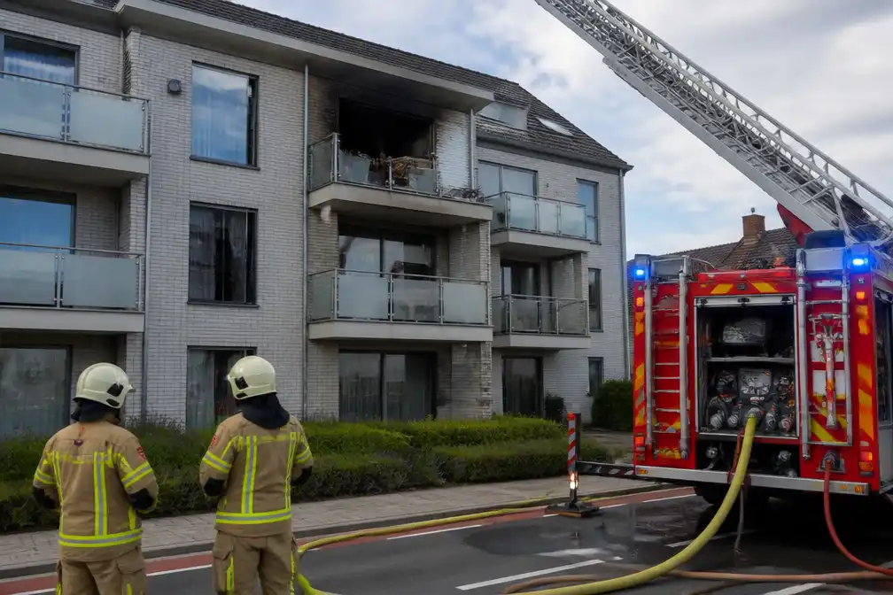Brand verwoest appartement in Wingene, 13 woningen geëvacueerd, geen gewonden
