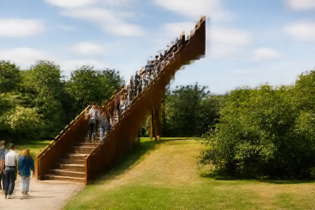 Kröller-Müller Museum heropent kunstwerk Kijk Uit Attention met 87 meter lange trap