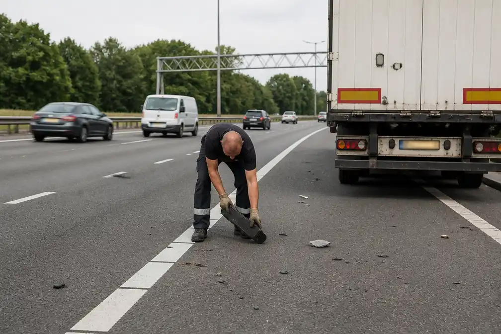 Trucker geprezen als held na opruimen brokstukken op snelweg, maar Rijkswaterstaat waarschuwt