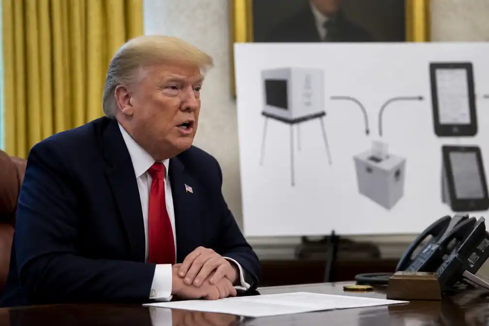 Trump houdt toespraak over verkiezingsveiligheid op 16 juli