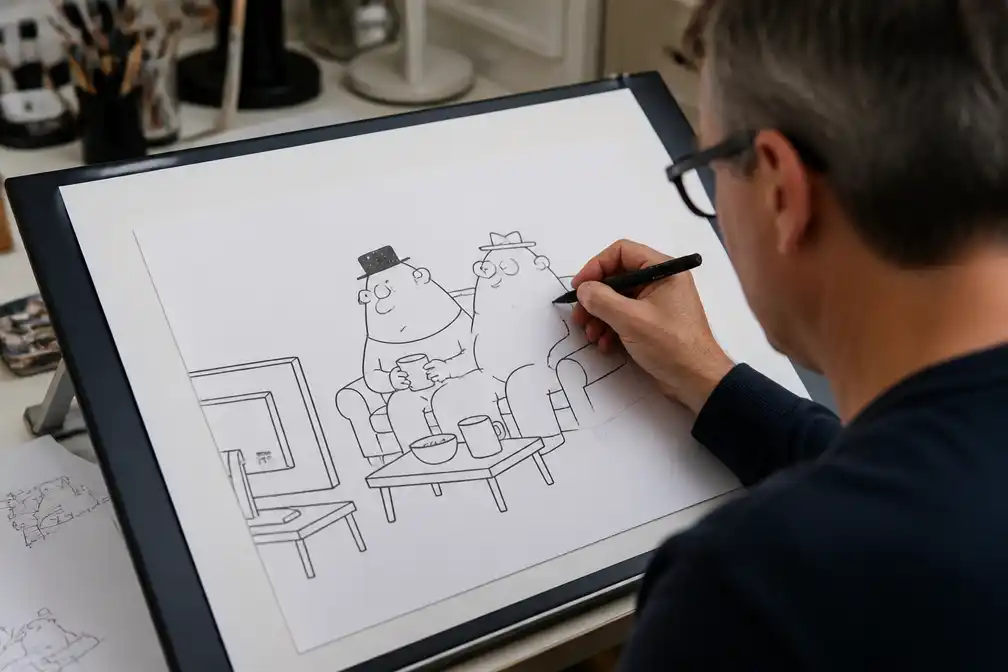 Cartoon 'Toos en Henk' van Paul Kusters in De Limburger en Haarlems Dagblad