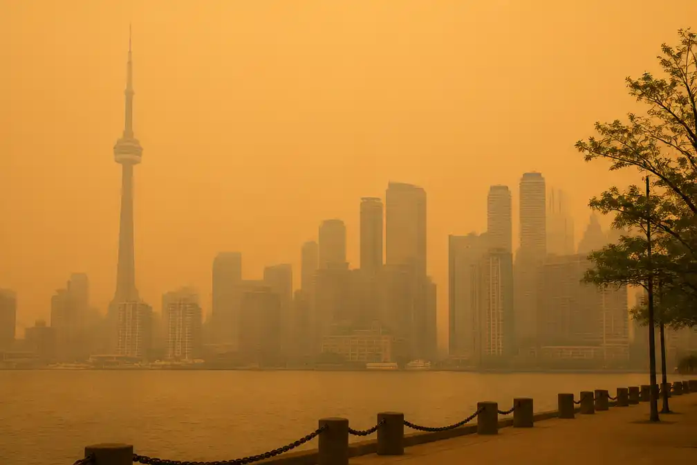 Bosbranden in Ontario maken luchtkwaliteit Toronto slechtste ter wereld, rook bereikt VS