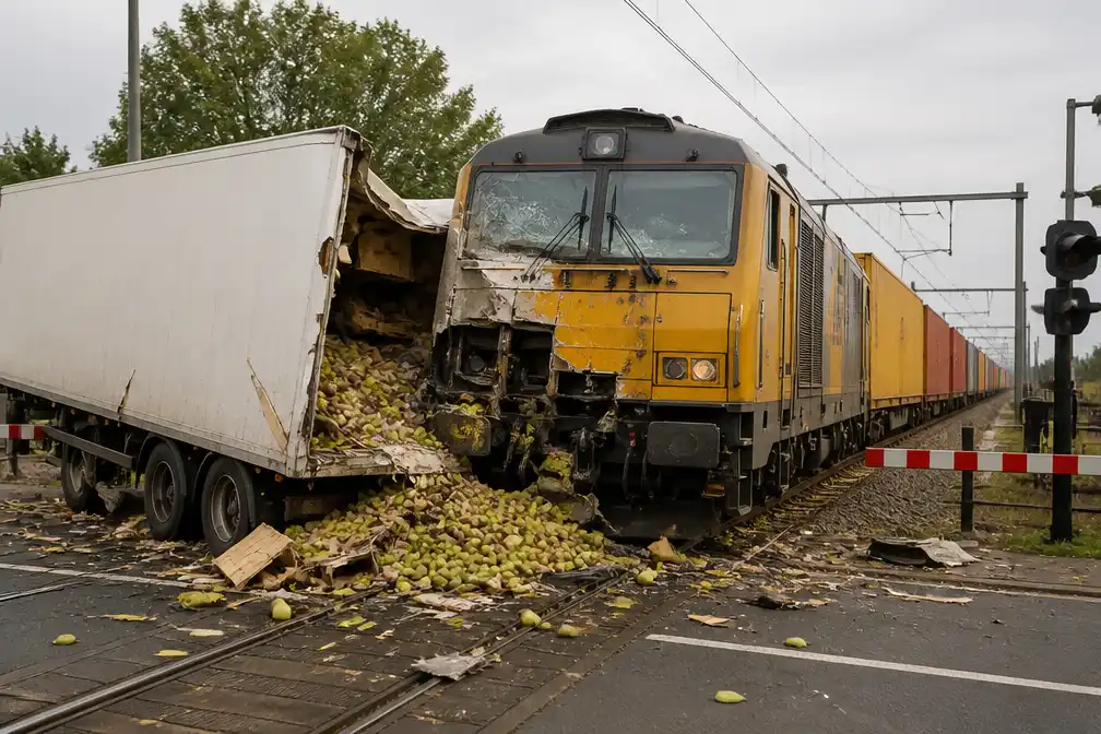 ProRail legt schuld treincrash Meteren bij vrachtwagenchauffeur: hij keerde op overweg vanwege tijdsdruk
