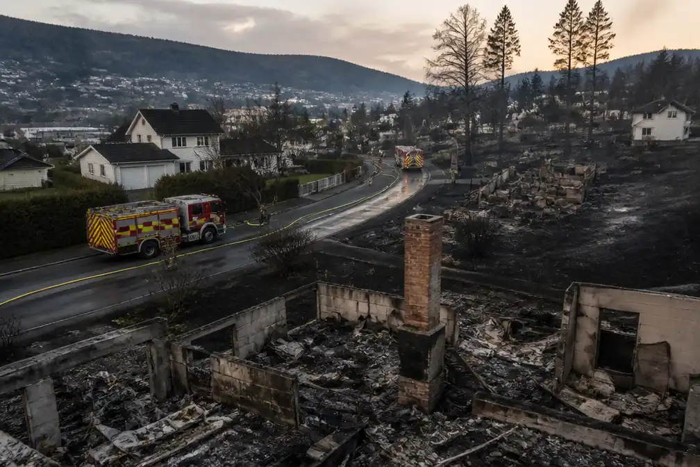 Grote brand in Noors stadje verwoest meer dan 100 huizen, 400 geëvacueerd