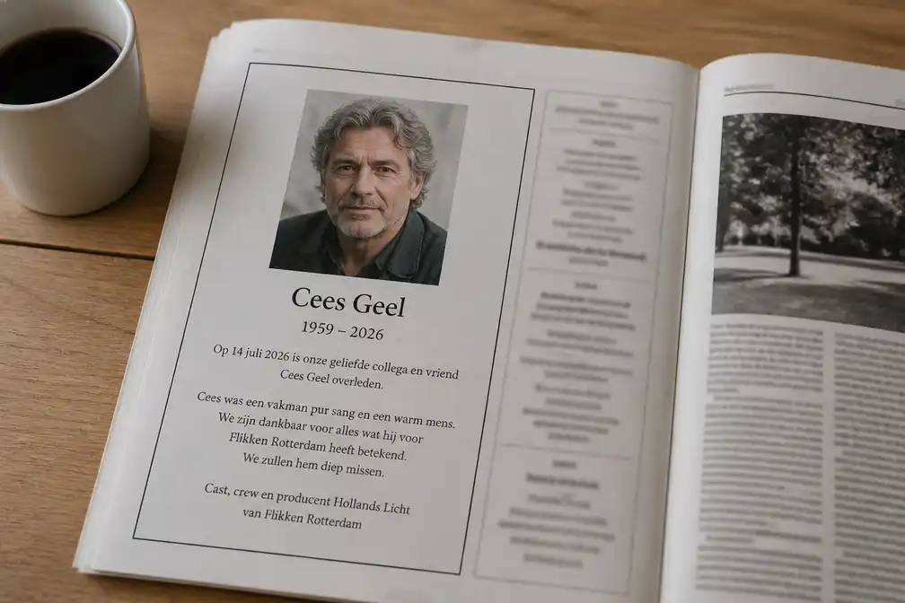 Makers Flikken Rotterdam herdenken overleden acteur Cees Geel met rouwadvertenties