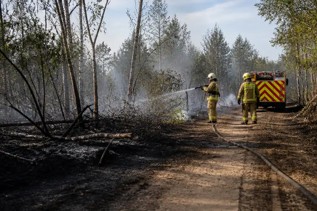 Brandweer bestrijdt heropflakkeringen van natuurbrand in Beringen, 5.000 m² verbrand