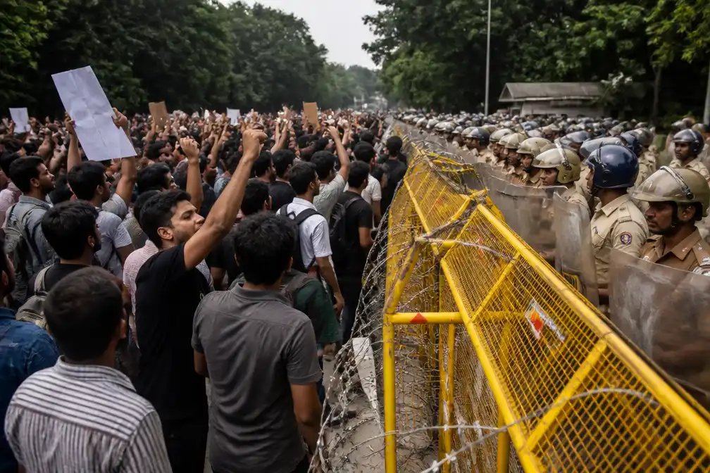 Duizenden demonstranten in New Delhi slaags met politie om onderwijsminister
