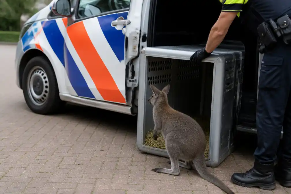 Ontsnapte wallaby verdoofd en gevangen door politie in Middenmeer, terug bij eigenaar