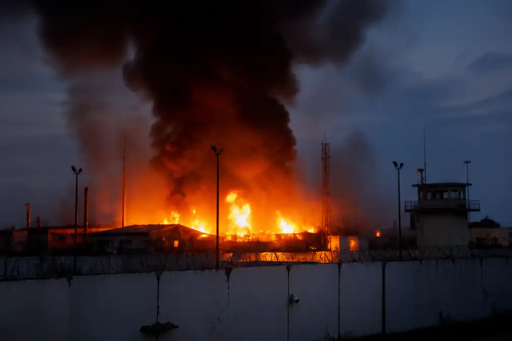 Oekraïense droneaanval op basis Russische veiligheidsdienst veroorzaakt grote brand