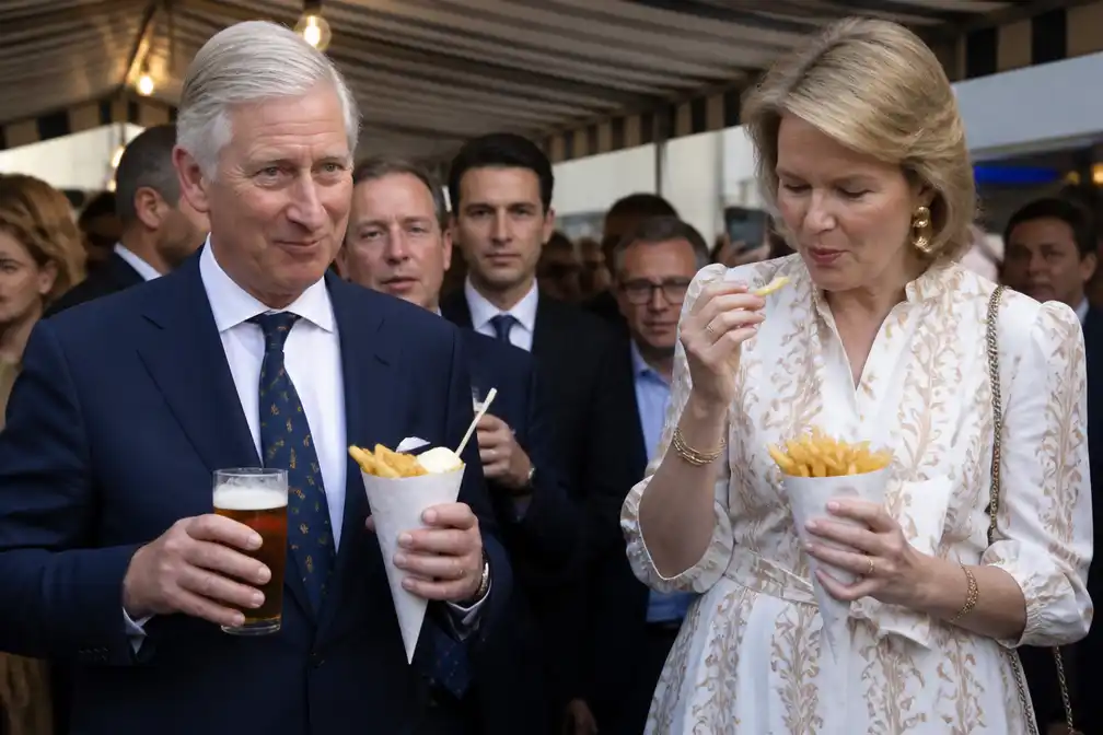 Koninklijke familie geniet van friet en bier op nationale feestdag in Brussel