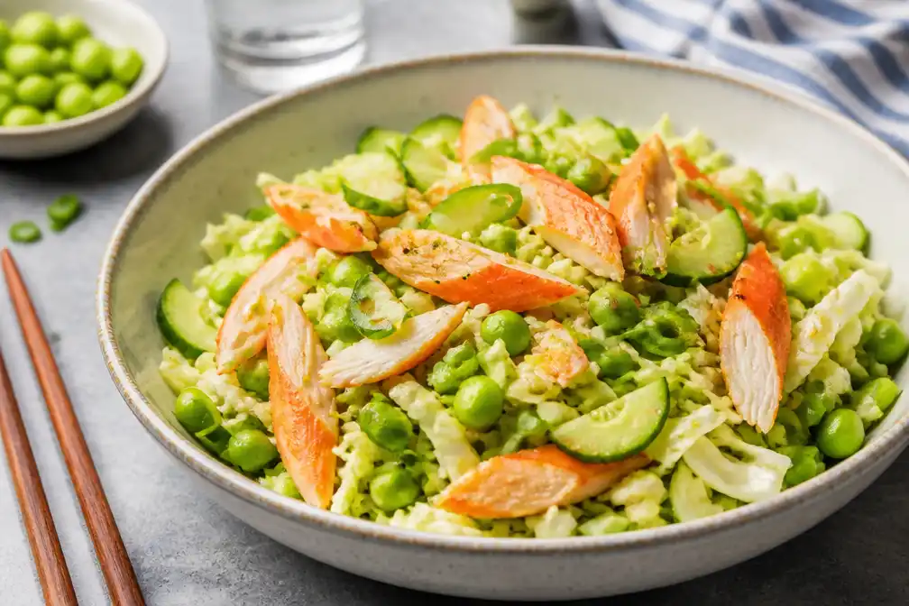 Recept voor knapperige surimisalade in Nederlandse kranten